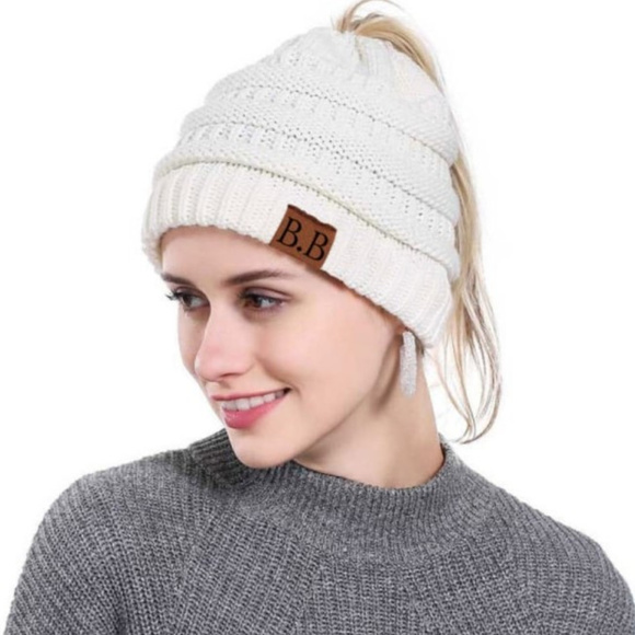 B.B Soft Stretchy Knit High Bun Ponytail Beanie - Picture 2 of 8